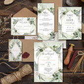 Sage gold eucalyptus geometric greenery wedding  ラウンドシール
