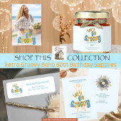 Retro Let's Get Groovy Name 60th Birthday ステムなしワイングラス