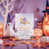 ハロウィーンかわいい魔女バースデーパーティーサンキューカード 招待状