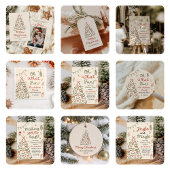 Retro Hand Drawn Christmas Tree Holiday Party ギフトタグ