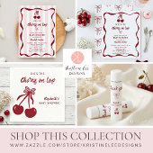 Cherry on Top Baby Shower Pink Stripes Coquette ペーパープレート