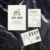 Ivory Hand Drawn Illustration Minimalist Wedding 招待状 (この独立クリエイターのコレクションをカスタマイズ。)