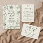 Hand Drawn Vintage Retro Wedding ゲストブック (この独立クリエイターのコレクションをカスタマイズ。)