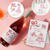 Hand Drawn Red Pink Scribble Birthday Party 招待状