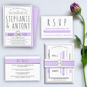 黒モダン白タイポグラフィラベ結婚ンズ 招待状