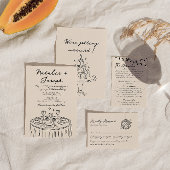 レトロハンドドロー書ドおもしろい予測できな写真結婚の 招待状