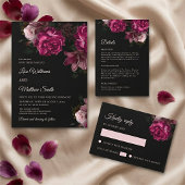  Dark Moody Roses Floral Wedding Seating Chart テーブルナンバー