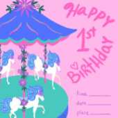 回転木馬飾馬紫の花 ラウンドシール