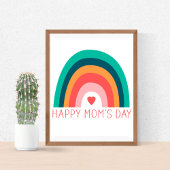 ハッピーマムズデイレインボーモダンハートブライトカラー スクエアシール