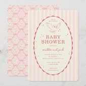 Harry Potter Hedwig Pink Stripe Baby Shower 招待状