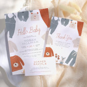 Hello Baby | かわいいボヘミアン ベビー服 女の子 ベビーシャワー 招待状