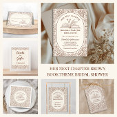 Book Club Theme Floral Brown Bridal Shower サンキューカード