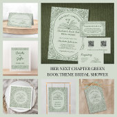 Book Theme Floral Sage Green Bridal Shower プレイスカード