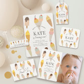 Colorful Muted Color Ice Cream 1st Birthday ノートカード