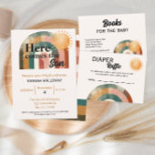 こ来こに太陽はっきりした虹の赤ちゃんシャワー サンキューカード