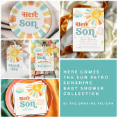 陽気な「Here Comes the Son」サンシャイン ベビーシャワー 招待状