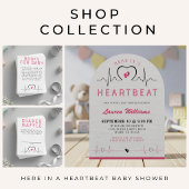 Heart Monitor Pink Baby Shower Book Request エンクロージャーカード