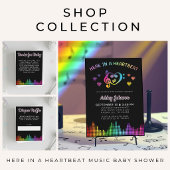 虹色のハートビート音楽ベビーシャワー 招待状