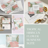 Hibiscus Flowers Tropical Botanical MONOGRAM CUTE ノートカード