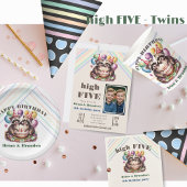 5歳の誕生日パーティーの双子mapacheテーマ写真 招待状