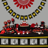 金ゴールド&ブラックハッピーバースデースターズハリウッド ショートテーブルランナー