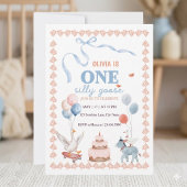 One Silly Goose Girl First Birthday Watercolor 招待状