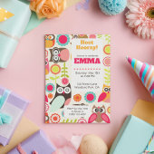 Cute Owl Birthday Invitation Hoot Hooray Birthday 招待状