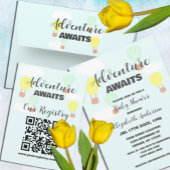 熱気球の赤男女兼用ちゃんシャワー 招待状