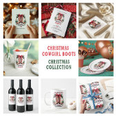 ウェスタンテーマハウディクリスマス女性のカーボーイブーツ ワインラベル