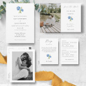 ダスティブルーアジサイ結婚テーブルズフラットカード シーズンカード