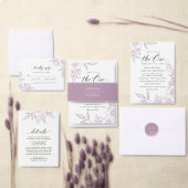 エレガントフローラコー結婚ナーのラベンダーQRコード 招待状 (この独立クリエイターのコレクションをカスタマイズ。)