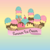 アイスストライプのクリームコーン丸ステッカー(2) ラウンドシール