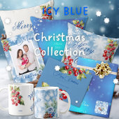 白とベリーのクリスマスグリーティングのブルースクリプト シーズンカード