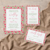 開花ピンク結婚の花 出欠カード (この独立クリエイターのコレクションをカスタマイズ。)