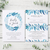 インジゴ離れ | モノグラム結婚式招待状 招待状 (この独立クリエイターのコレクションをカスタマイズ。)