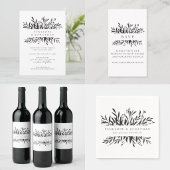 Minimalist Black White Botanical Wedding Favor スクエアシール