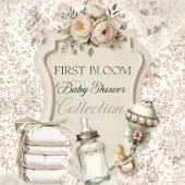 First Bloom Baby Shower Classic Round Sticker ラウンドシール