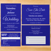 Typography Style Minimalist Dark Blue Wedding セーブザデート