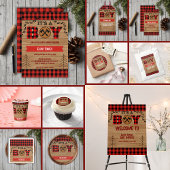 男の子のウッドプレ素朴イド赤ちゃんシャワー 招待状