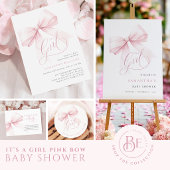 Pink Bow Books for Baby Shower Sign ポスター