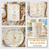 It’s ONE Silly Goose Retro 1st Birthday Fun Modern パーティーハット