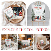 Rustic Snow Village Baby Shower Cozy Winter フェイバーバッグ