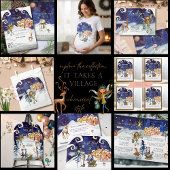 It Takes a Village Winter Baby Shower Bingo Card 招待状