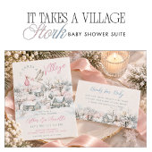 Stork It Takes A Village 冬のベビーシャワー 招待状