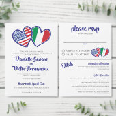 アメリカイタリアンハート国旗 エンクロージャーカード (この独立クリエイターのコレクションをカスタマイズ。)