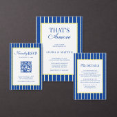 That's Amore Striped Blue & Yellow Wedding スタンダードカクテルナプキン (この独立クリエイターのコレクションをカスタマイズ。)