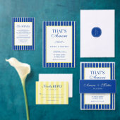 That's Amore Striped Blue & Yellow Wedding 招待状 (この独立クリエイターのコレクションをカスタマイズ。)