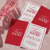 That’s Amore Red hand drawn Bridal Shower ポスター
