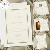 Ivory Cream Minimalist Frame Wedding セーブザデート