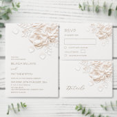 アイボリーの切り絵のバラのミニマリストの結婚式 ラベル (この独立クリエイターのコレクションをカスタマイズ。)